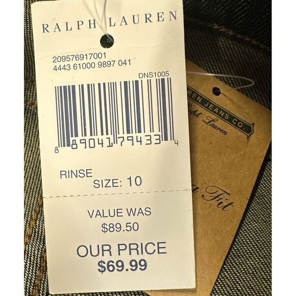 Lauren‎ Jeans Co. Womens 10-32 Blue Slim Fit Modern Straight Dark Wash Denim NEW - Picture 1 of 13